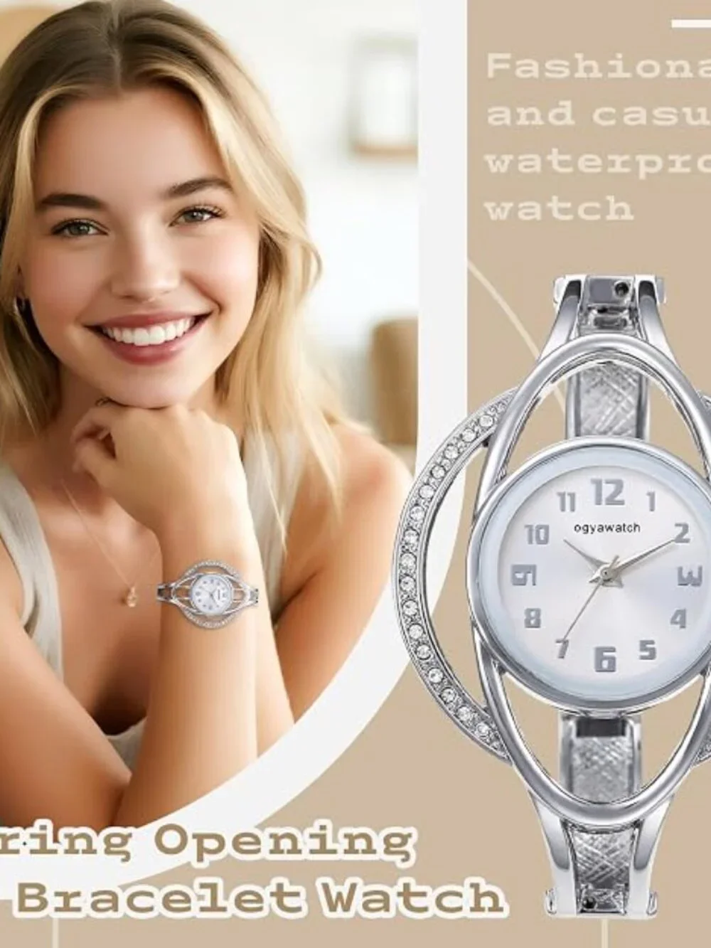 Women's Silver Chunky Cuff Bracelet Watch